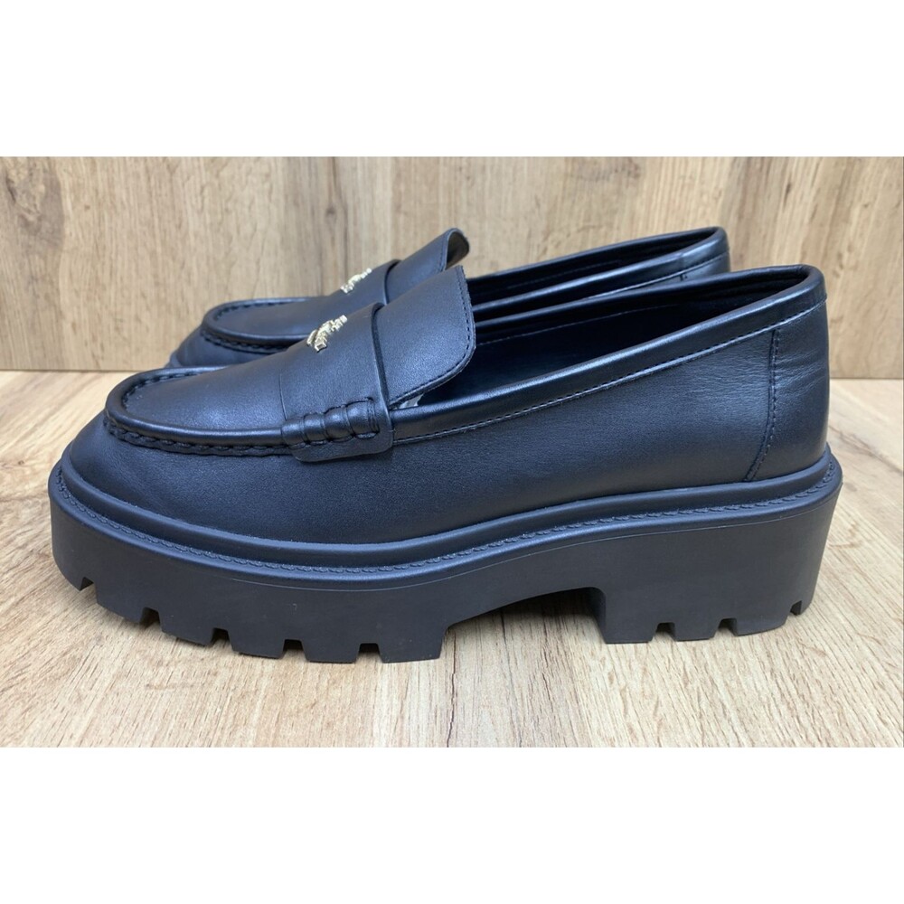 Coach Women's Lucy Leather 2" Chunky Heel Platform Loafers CCH95 Black Size 8B - Picture 3 of 12